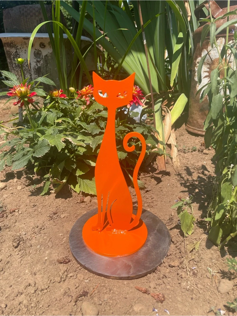 Orange Custom Mid Century Modern Cat Statue